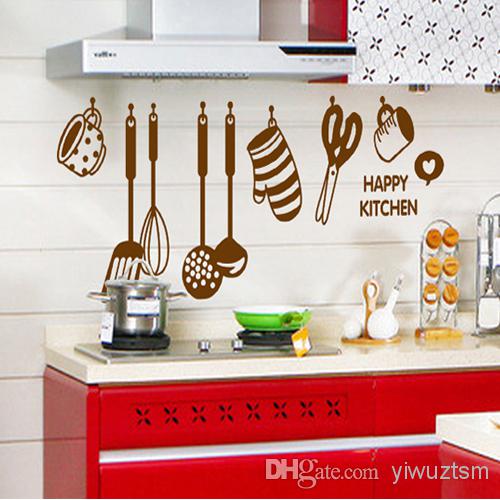 Solid Color Style Happy Kitchen Wallpaper Wall Decals Pvc Removable