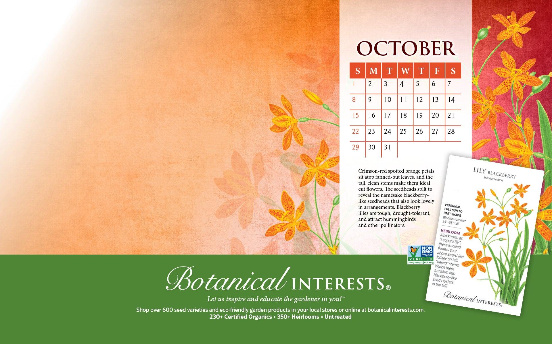 Desktop Wallpaper Calendar Botanical Interests