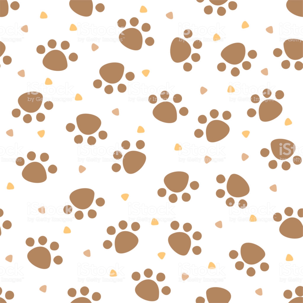 Seamless Pattern With Animal Paw Prints Cute Pet Paws Background