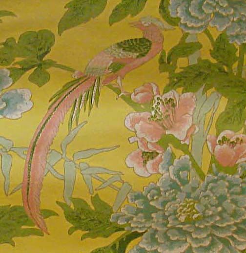 Vintage Schumacher Large Exotic Bird And Flower Wallpaper Roll
