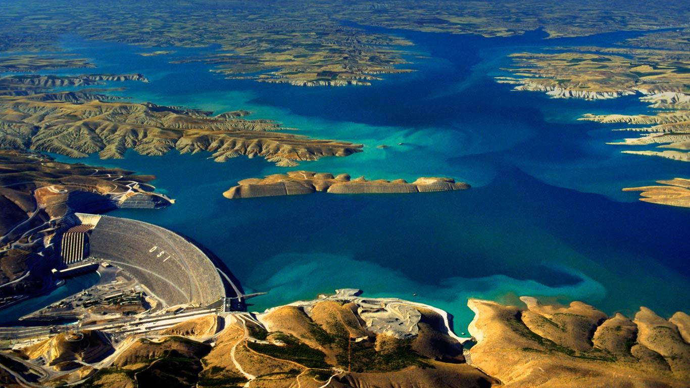 Ataturk Dam Aerial Of The Atat Rk On