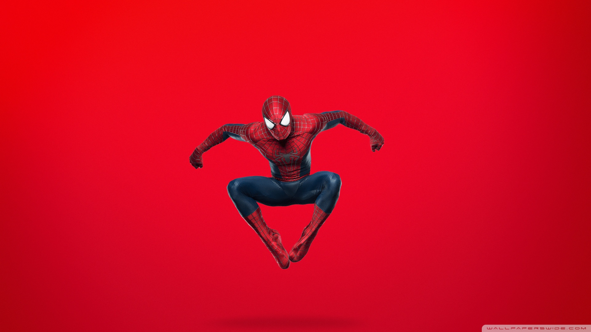 Spider Man Jumping Red Background Ultra HD Desktop
