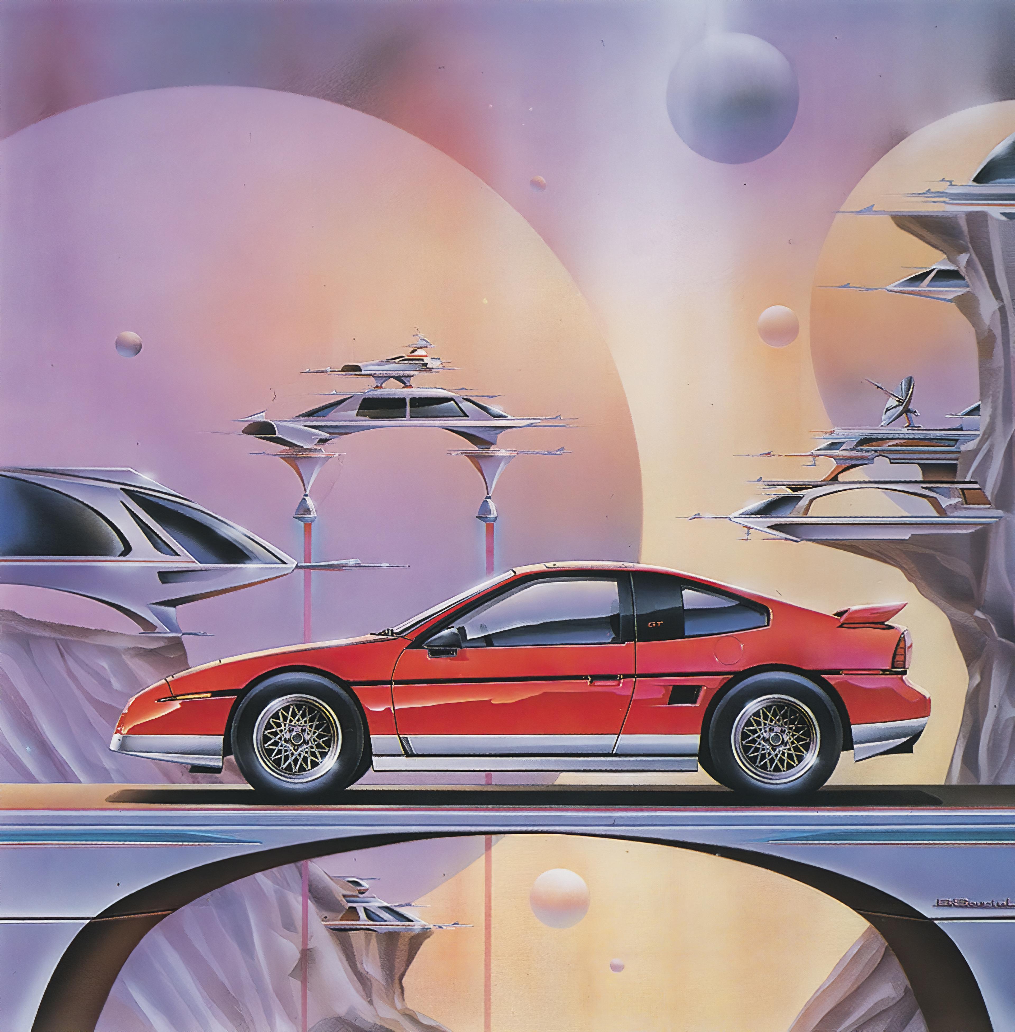 4k Upscale Of The Pontiac Fiero Artwork By Brian Sauriol