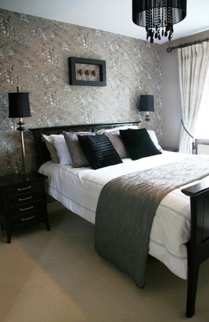 silver wallpaper bedroom