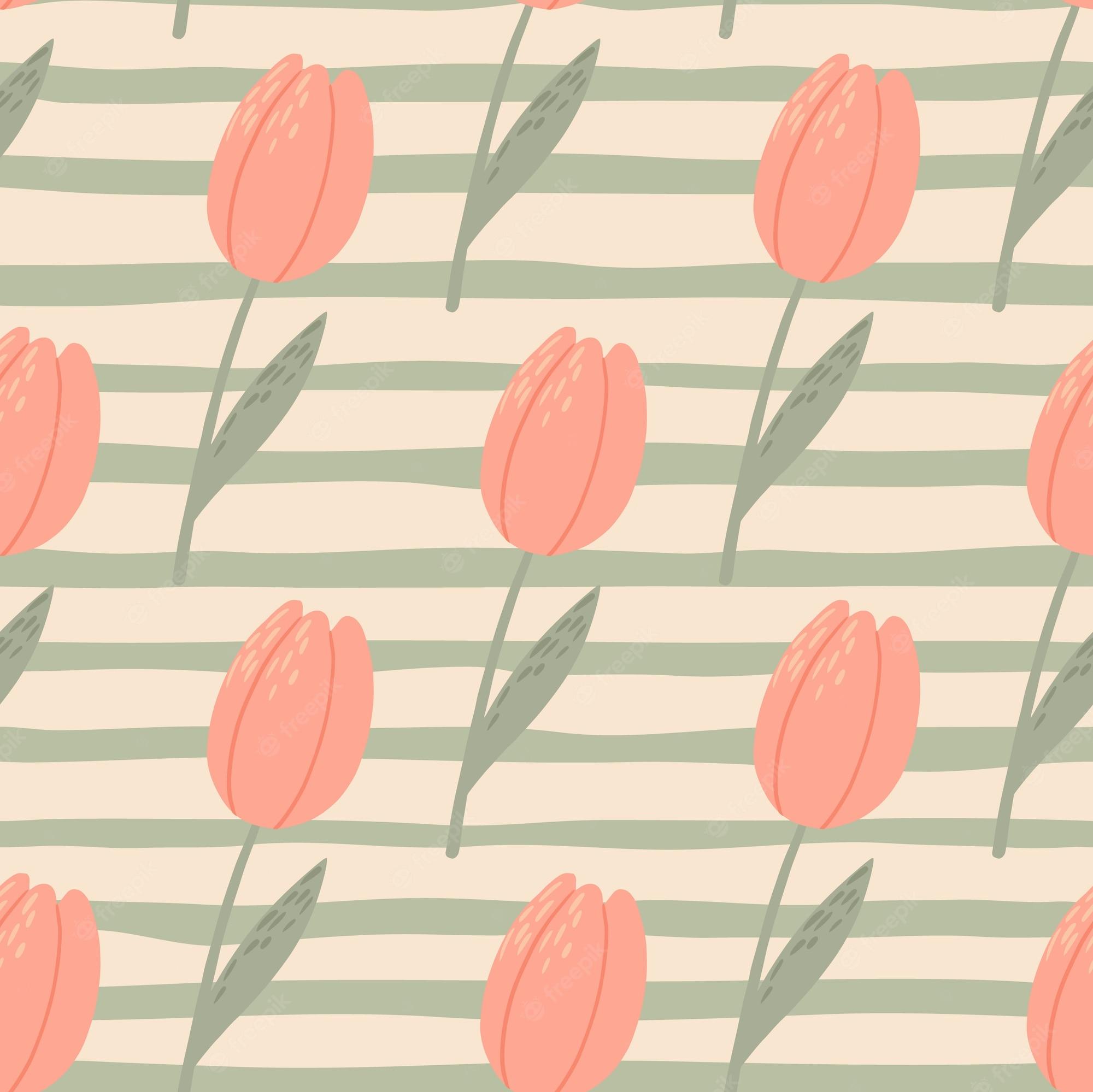 Premium Vector Pale seamless stylized pattern with pink tulips