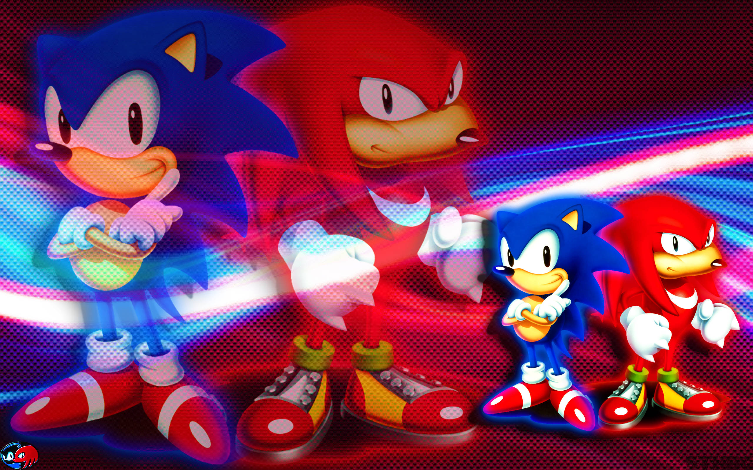 Knuckles The Echidna Colorful Art Wallpaper