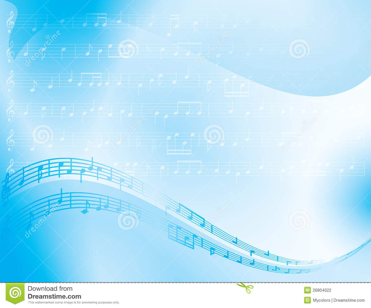 Musical Notes Background Blue Mus