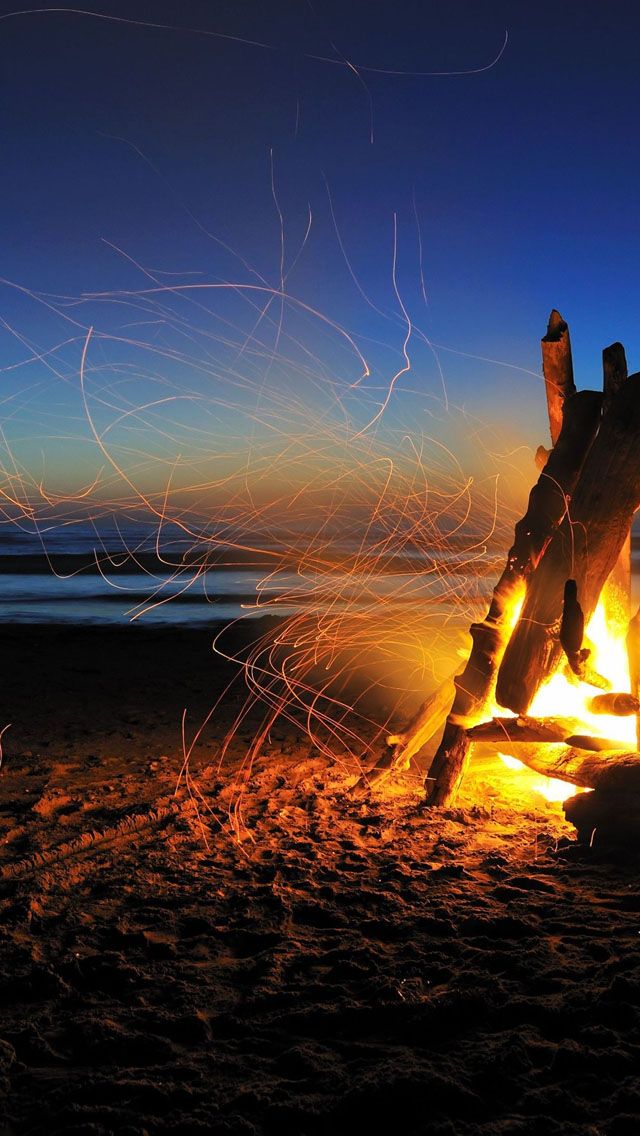 Beach Bonfire iPhone 5s Wallpaper S