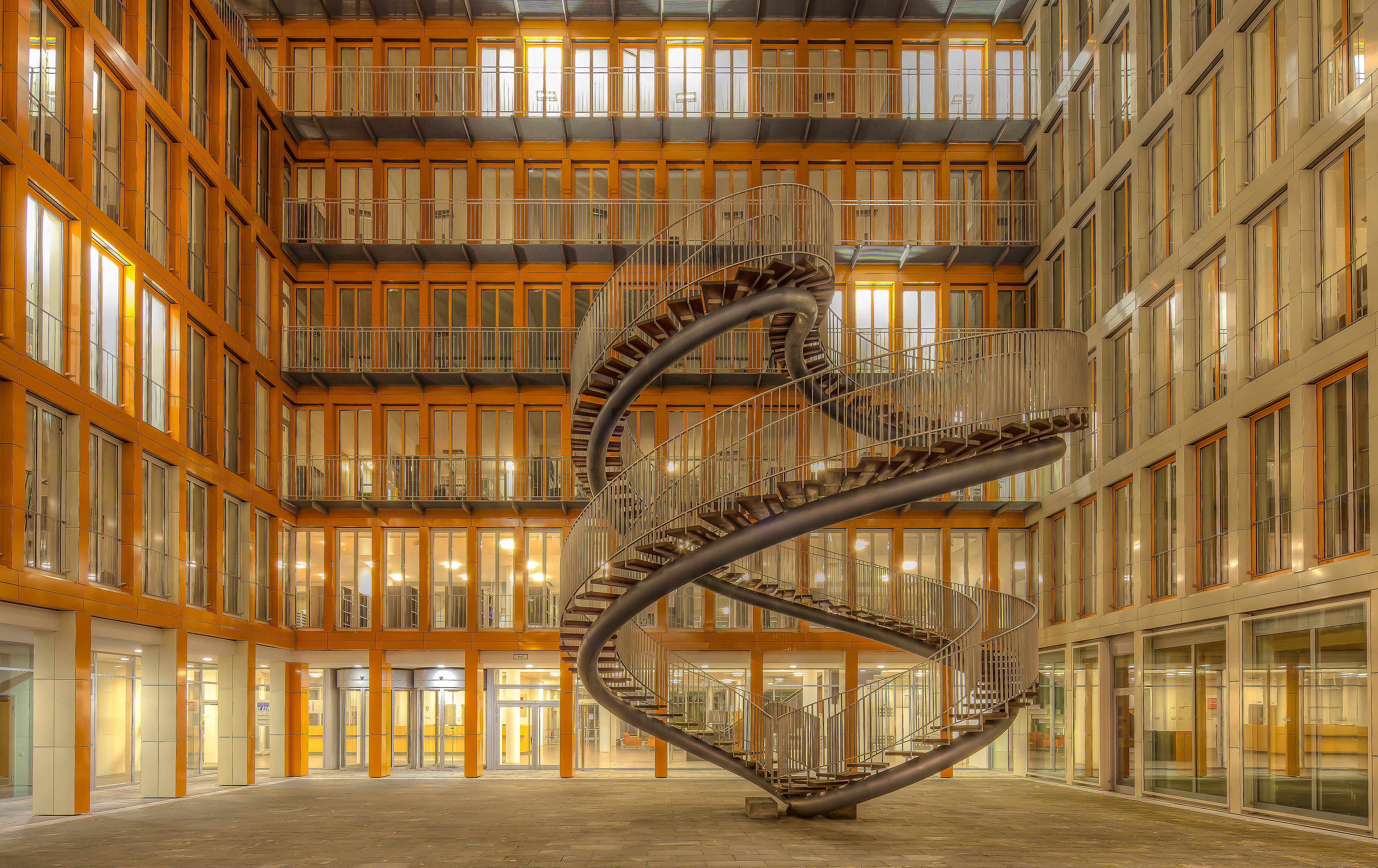 Munich Germany Library Unique Architecture Stairs Photo Wallpaper