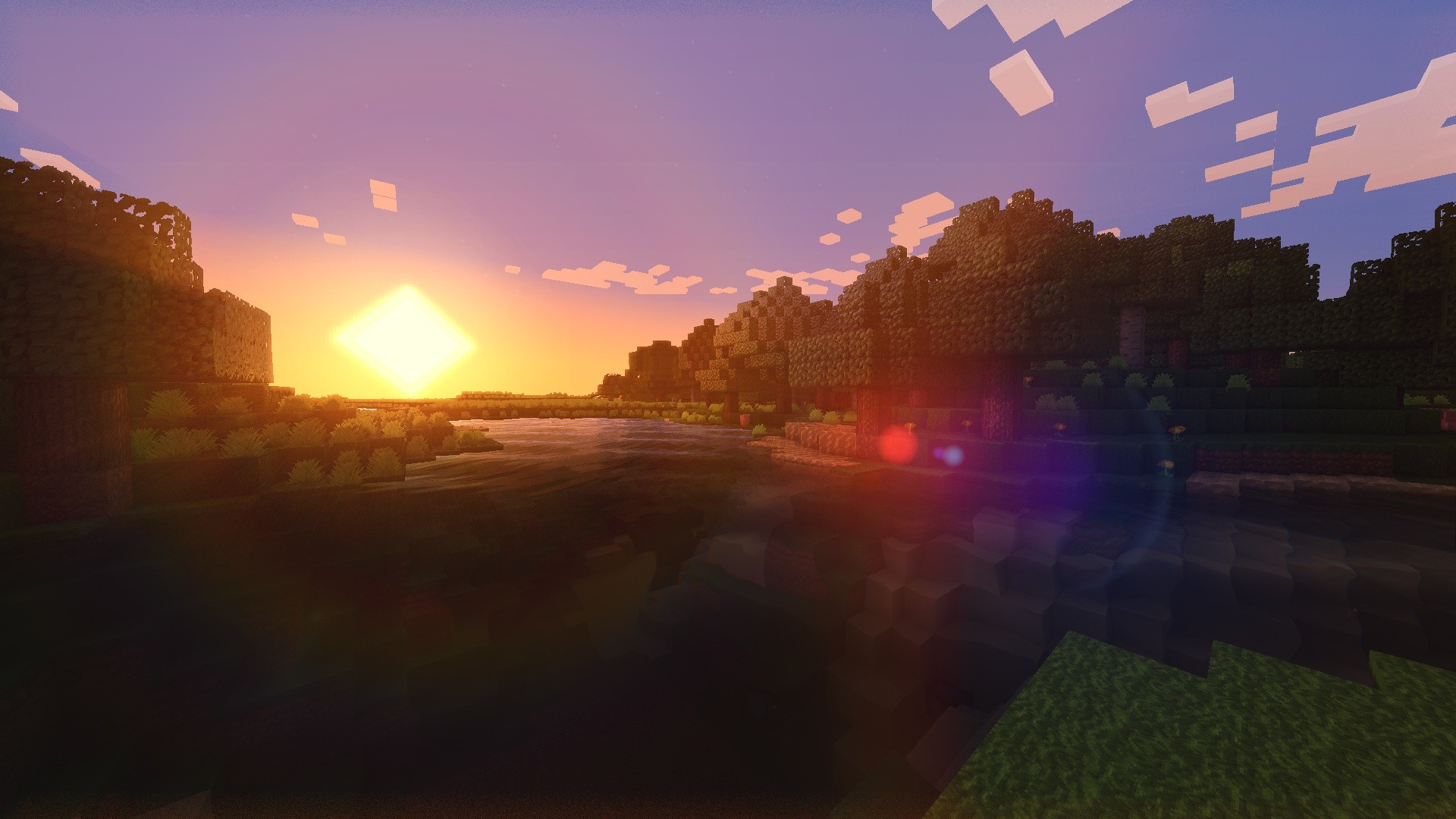 Minecraft Shaders Sunset Wallpaper