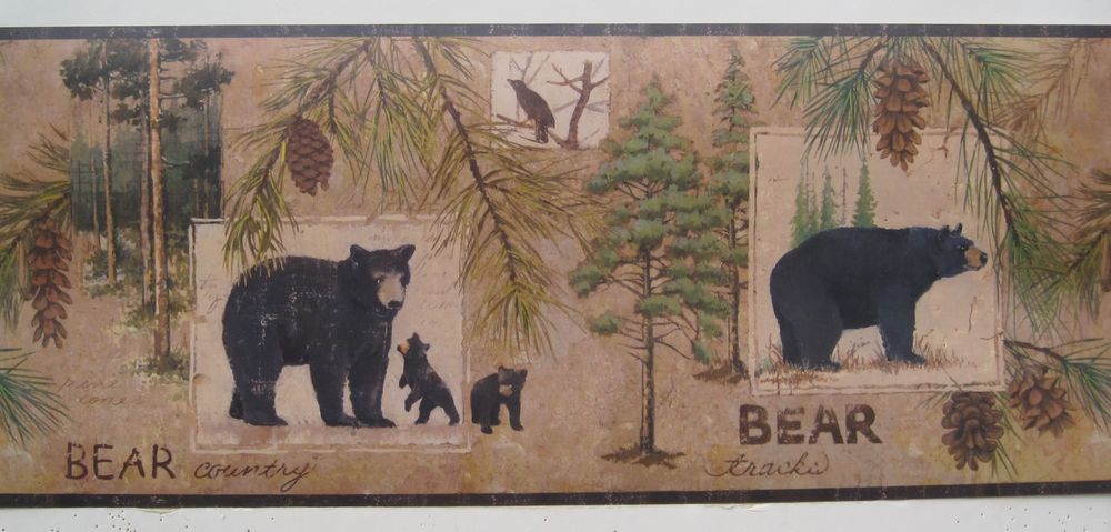 Black Bear With Cubs Country Wallpaper Border