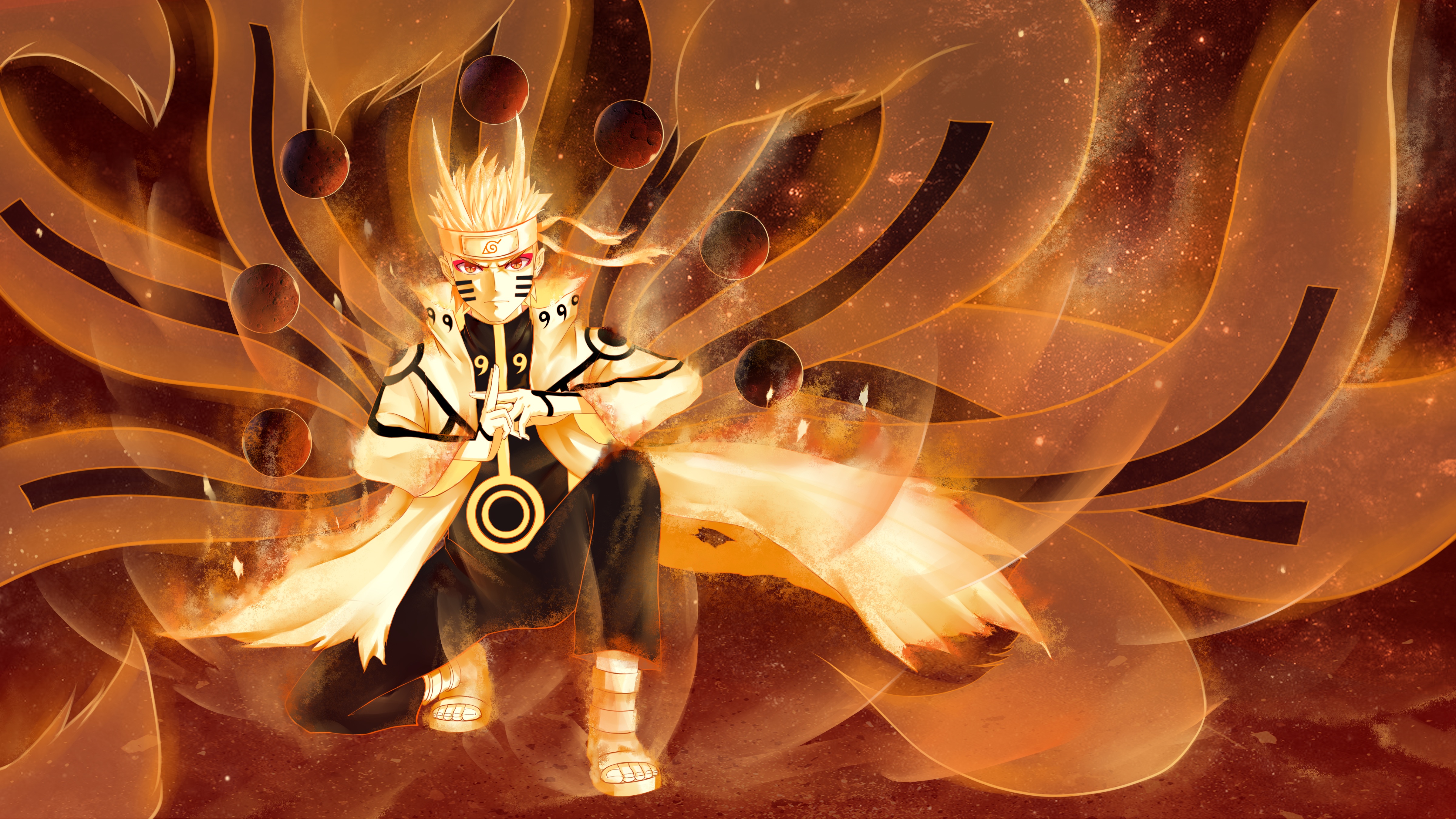 Naruto Uzumaki in Nine-Tailed Fox Mode 4K anime wallpaper