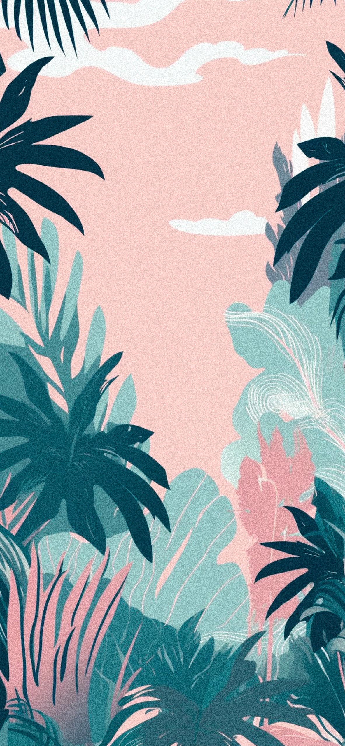 Preppy Pink Jungle Wallpaper Aesthetic iPhone