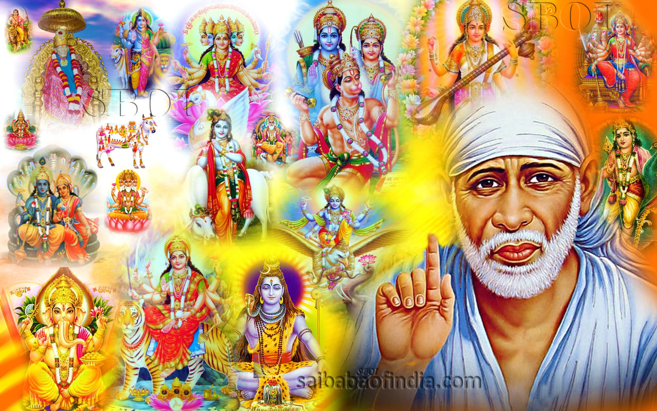 Free download indian gods hindu gods collage shirdi sai baba saibaba  wallpaperjpg [1280x800] for your Desktop, Mobile & Tablet | Explore 50+  Hindu God Wallpaper | Hindu Wallpapers, Hindu Wallpaper, HD Hindu