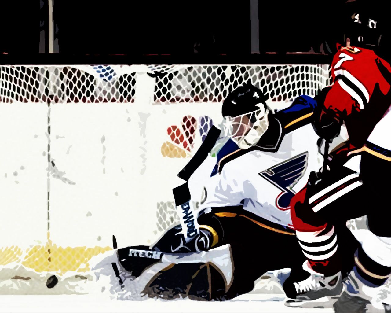 Blues Vs Blackhawks Wall Sports Wallpaper Image Featuring Ice Hockey