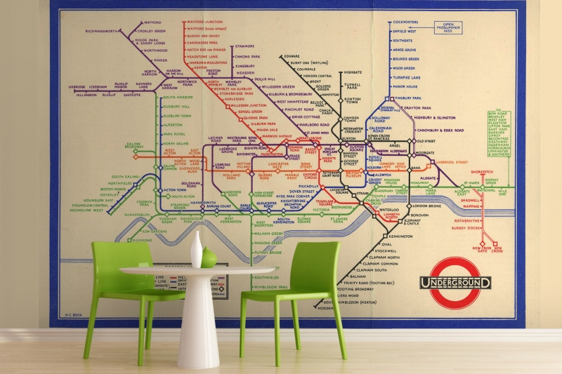 Vintage London Underground Map Mural For Photo Wallpaper City Jpg