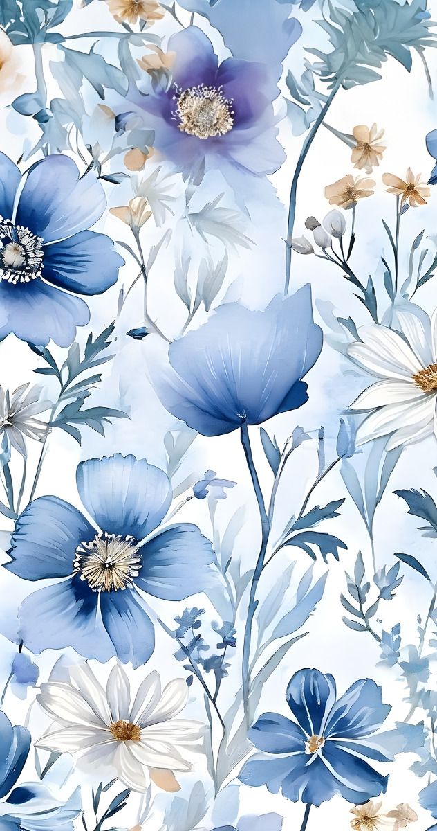 Blue Wildflowers Cute Phone Floral Aesthetic Wallpaper