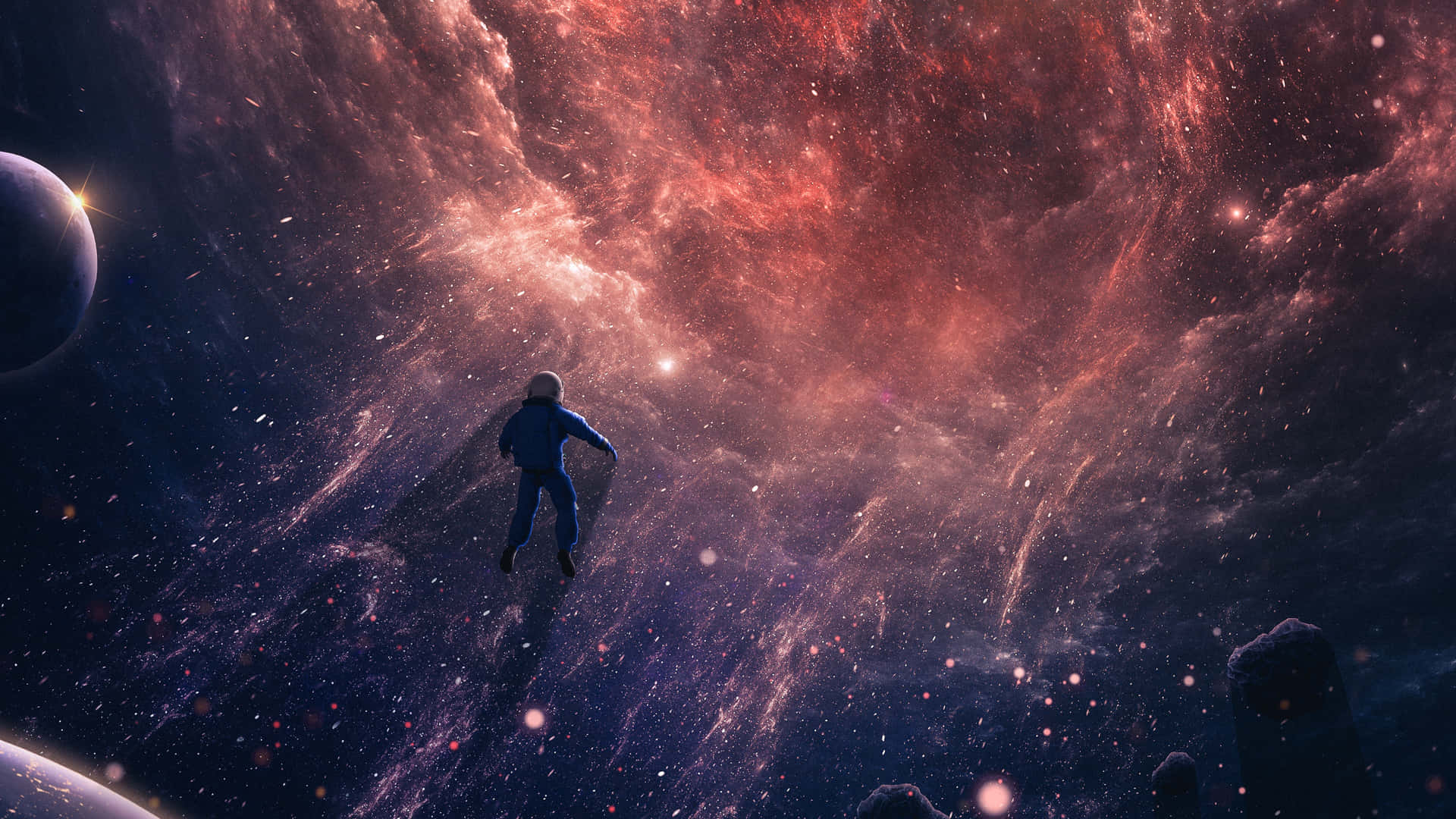 Outer Space Red 4k Wallpaper
