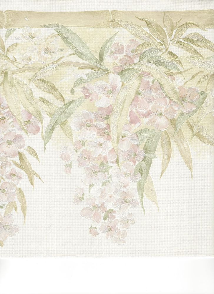 Pink Satin Wisteria Floral On Cream Wallpaper Border Onb55933