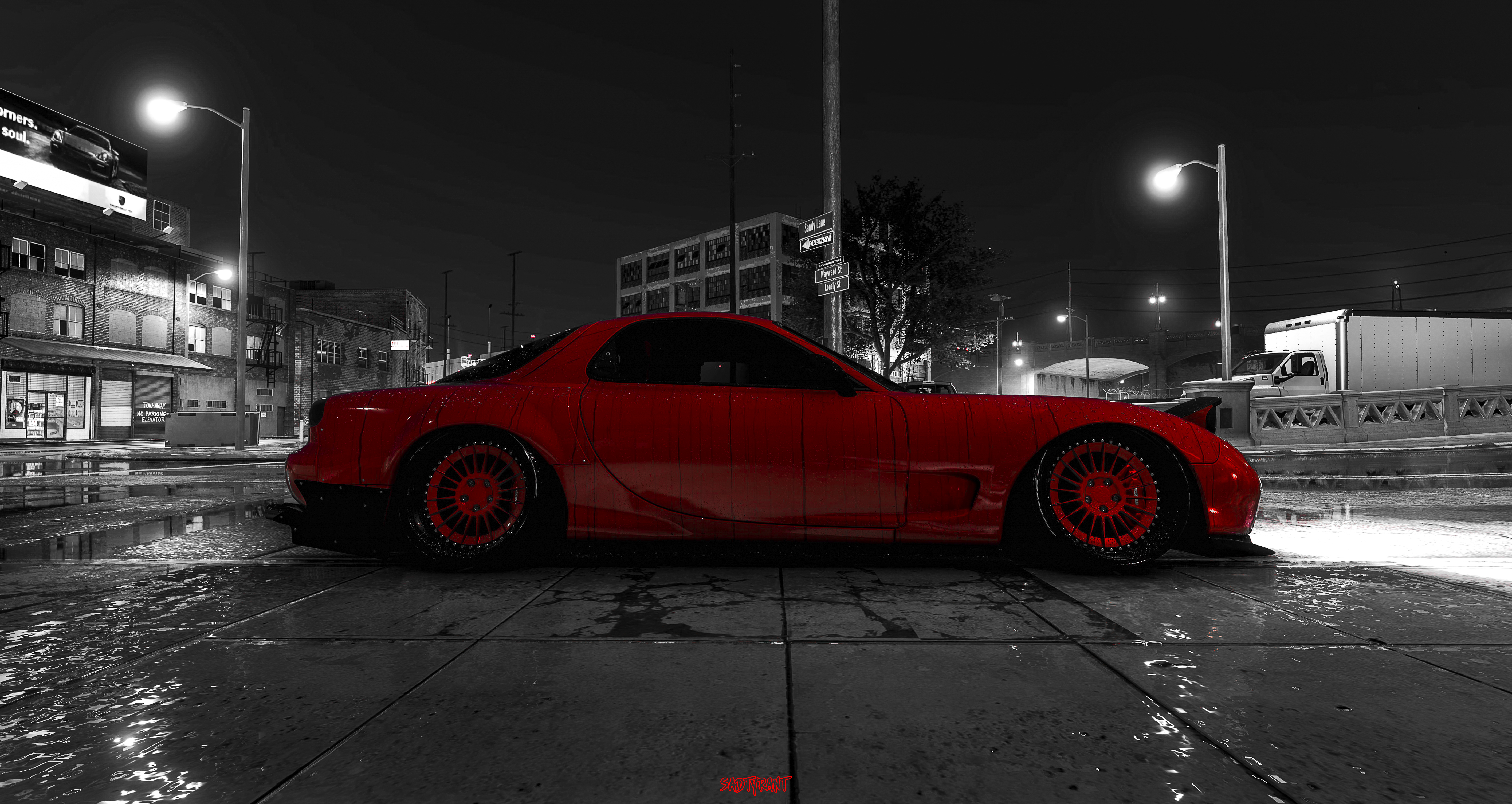 Rx7 Red With Black And White Background Needforspeed
