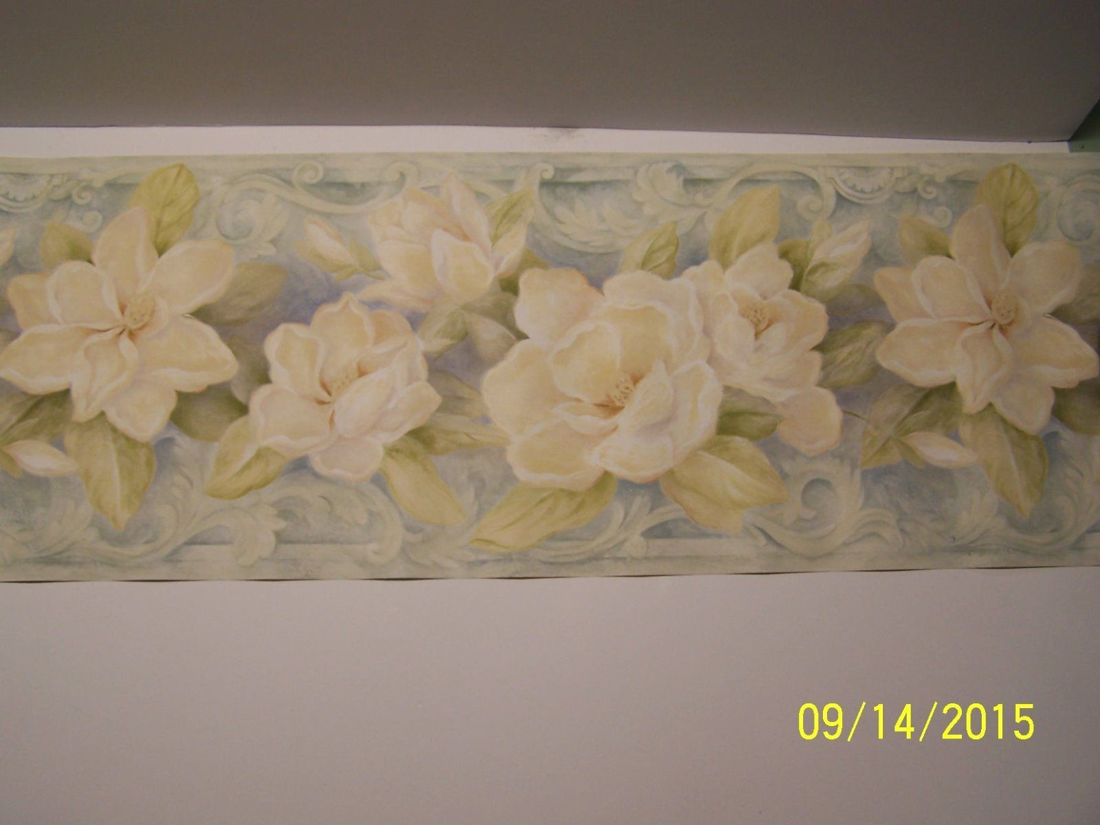 Wallquest Wallpaper Border Magolias Flower Floral Off White Ivory