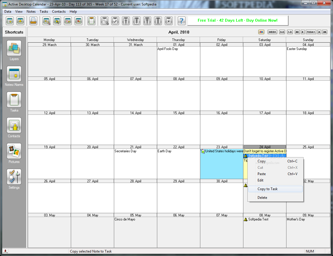 Active Desktop Calendar This Is The Main Window Of