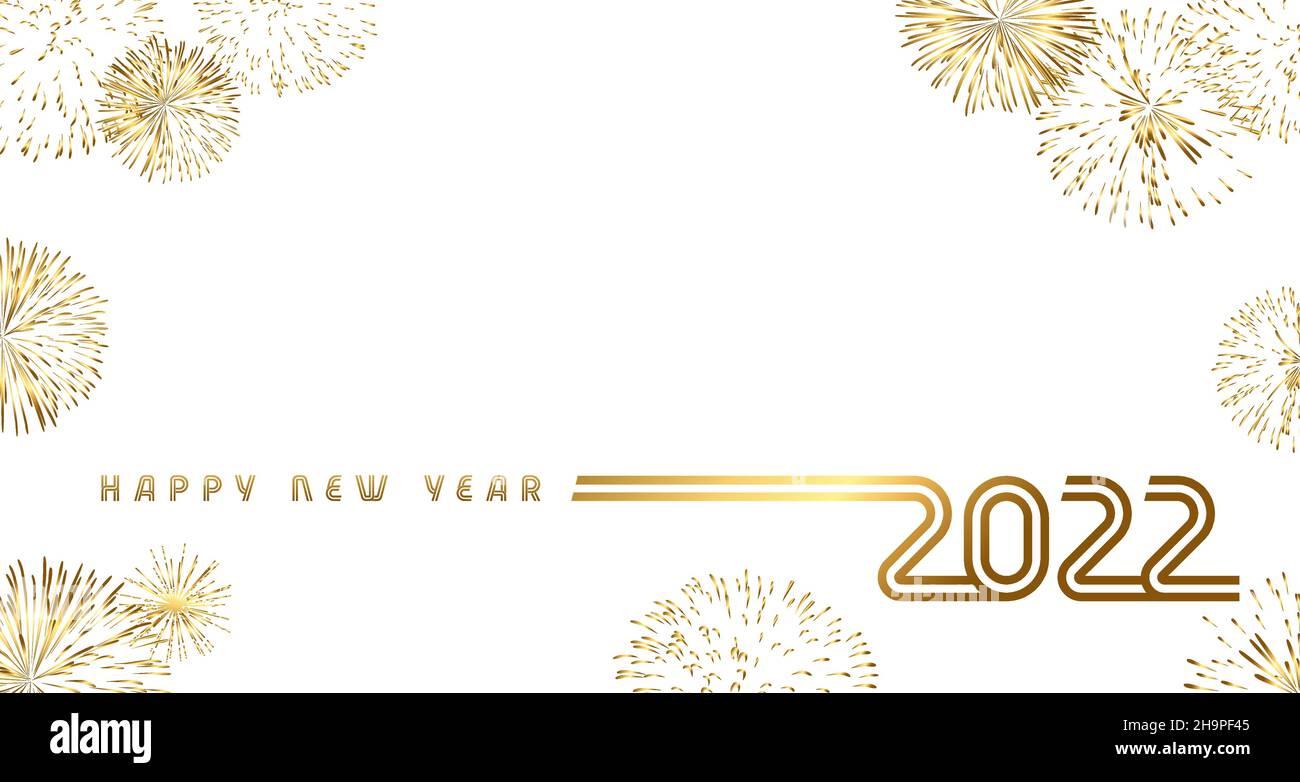 2022 golden fireworks design Vector New Year card design for