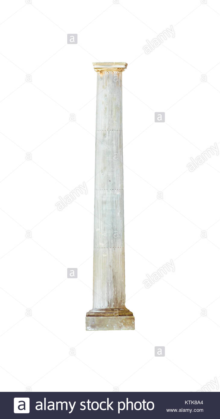 Isolated Neoclassical Style White Wooden Column Over