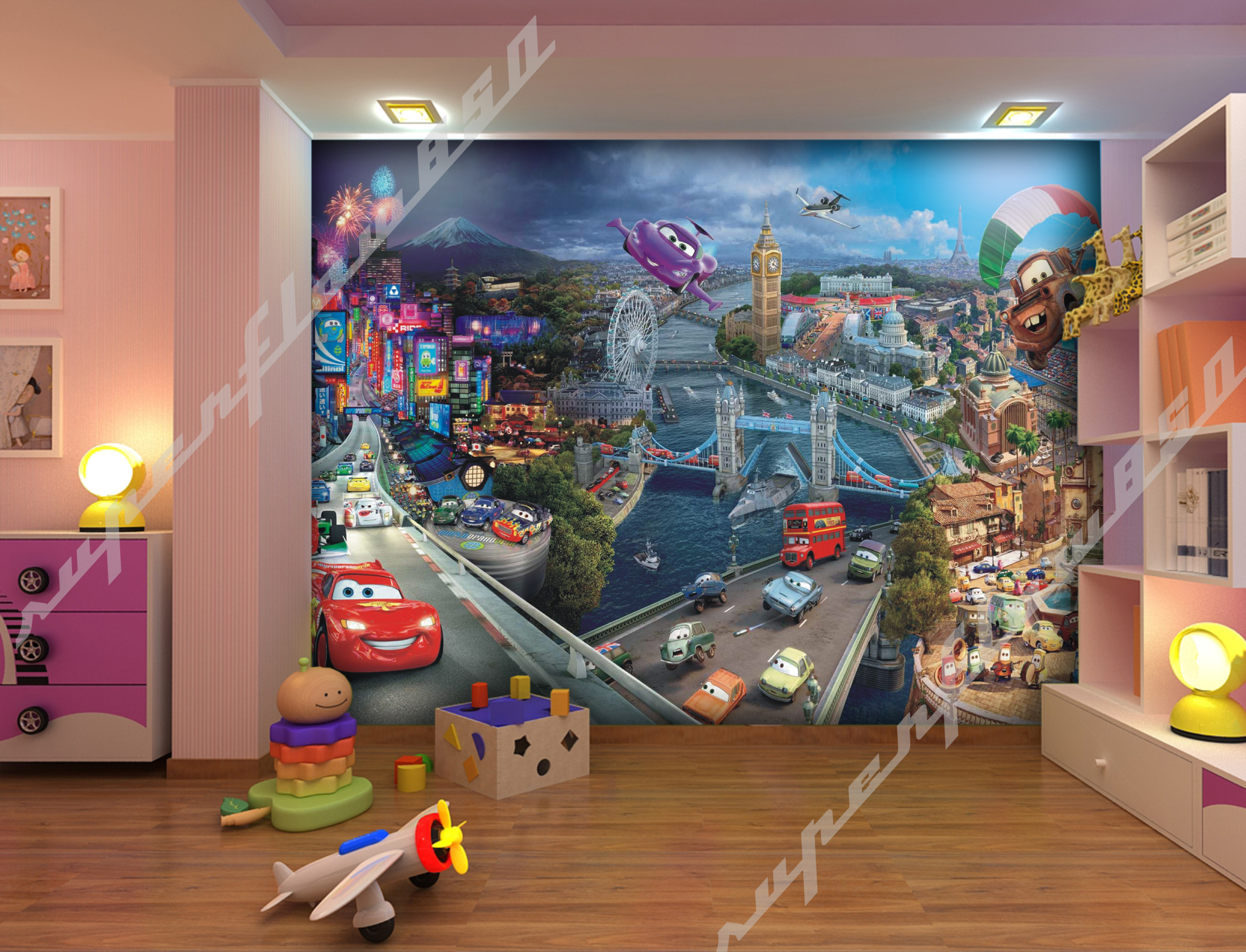 Cars World Disney Pixar Photo Wallpaper Wall Mural Kids Cars II Disney