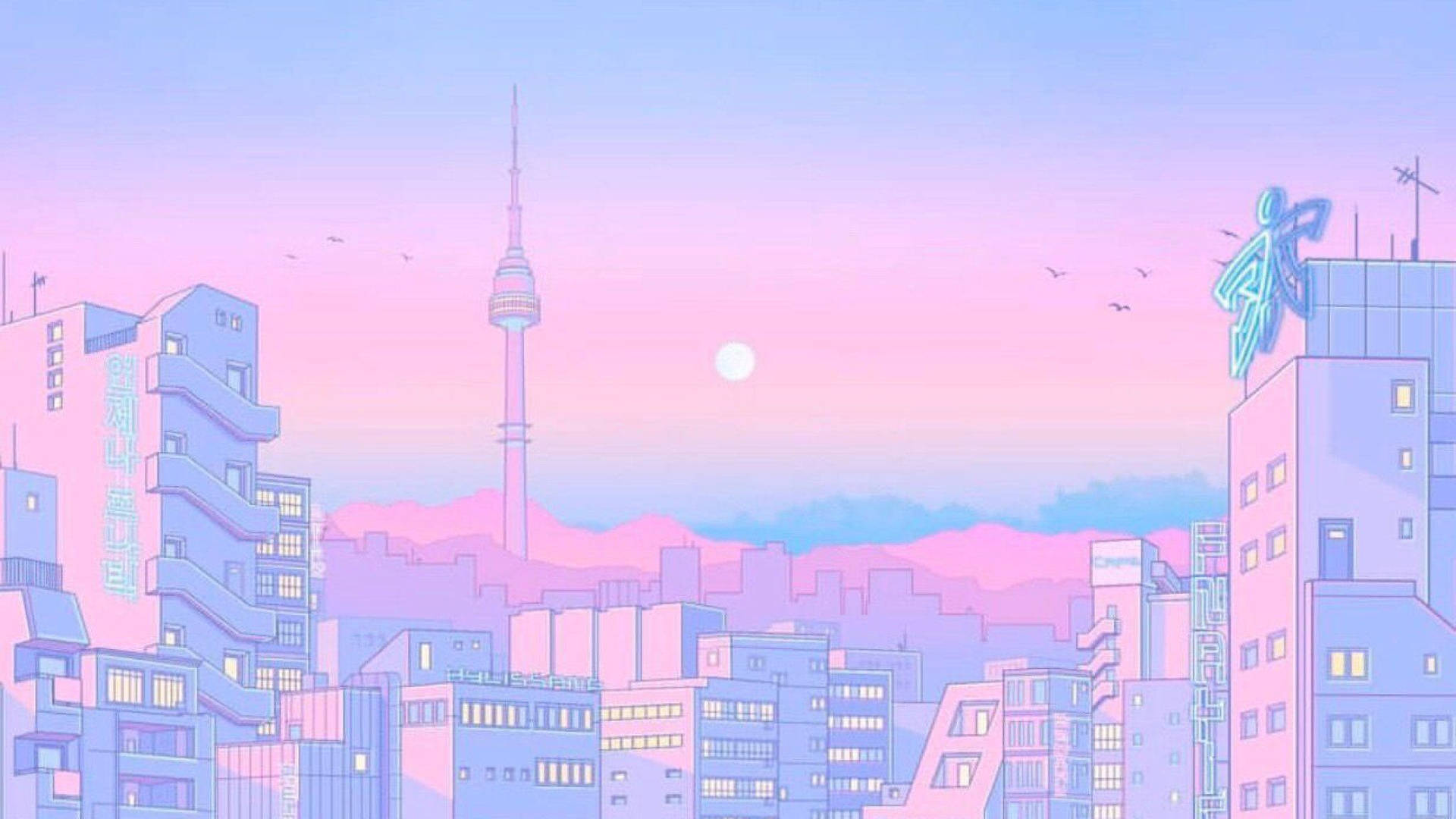 Pink Skyline Pastel Aesthetic Laptop Wallpaper