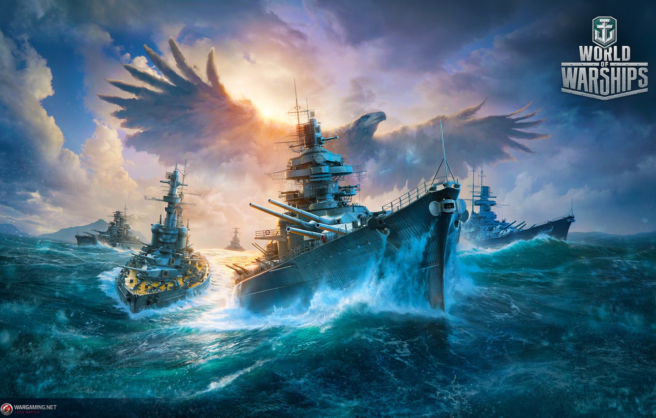 Wallpaper war ships Bird eagle combat Battleship World of
