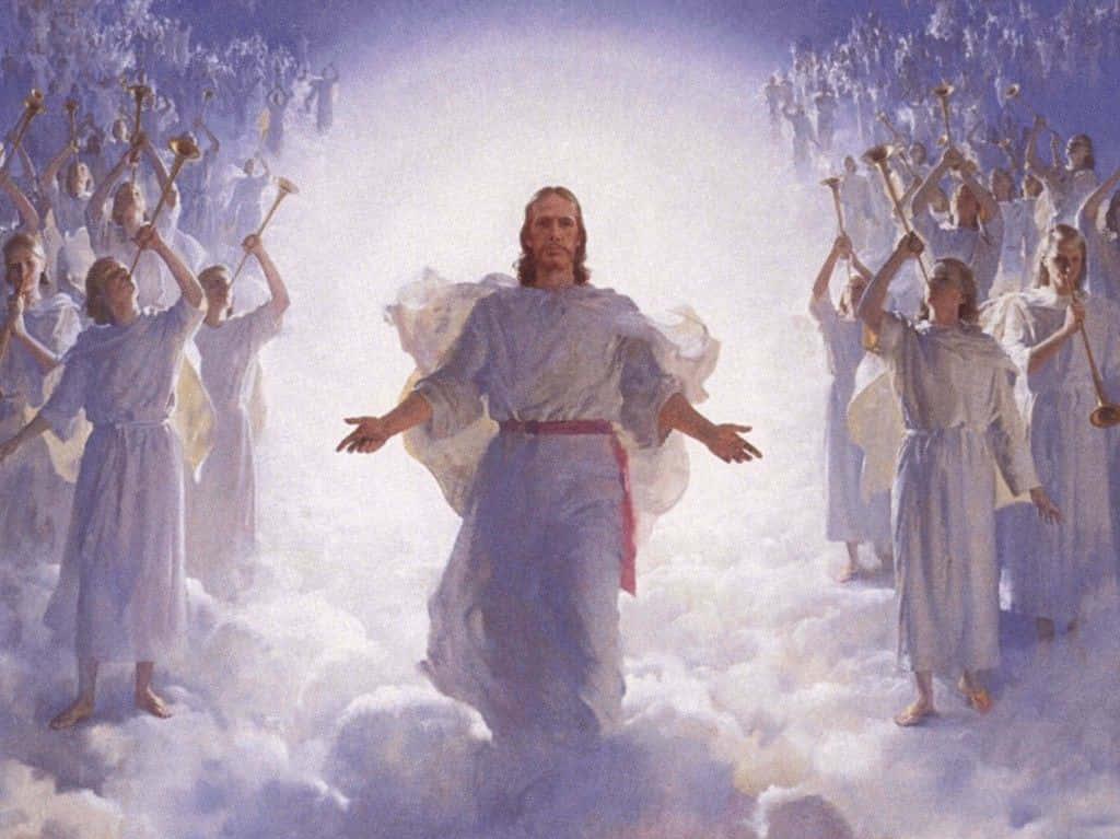 Jesus With Angels Heaven Background Wallpaper