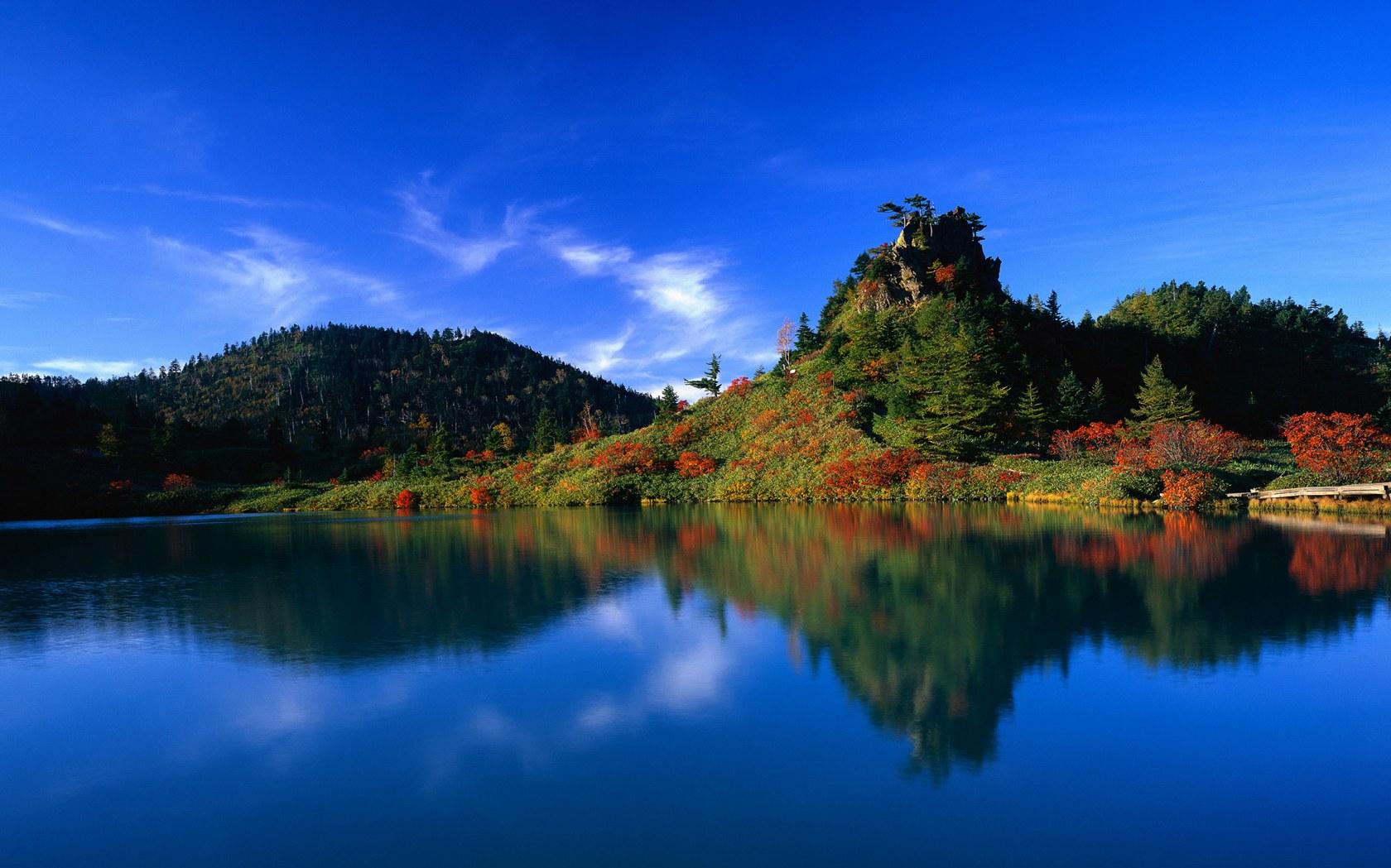 Wonderful Blue Lake And Green Nature Asia Wallpaper