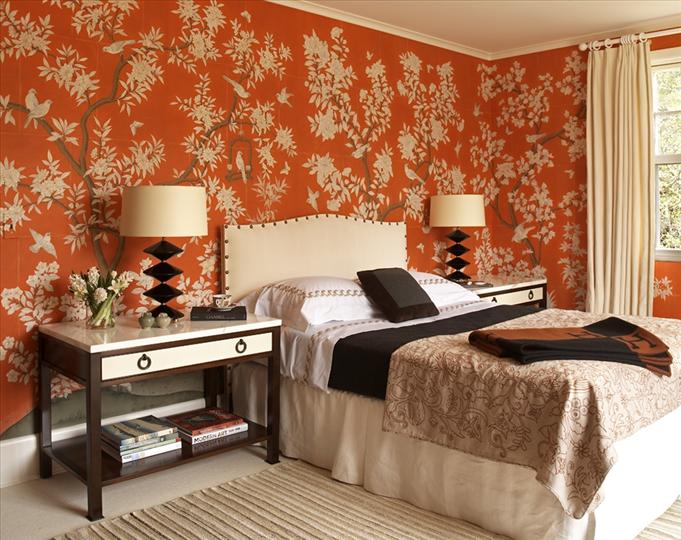 The Bedroom Below Has Just Two Accent Pieces In Orange That Plays Up