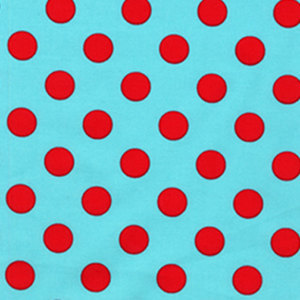 Quarter Dot Polka Dots Red Aqua Cat in the Hat Fabric