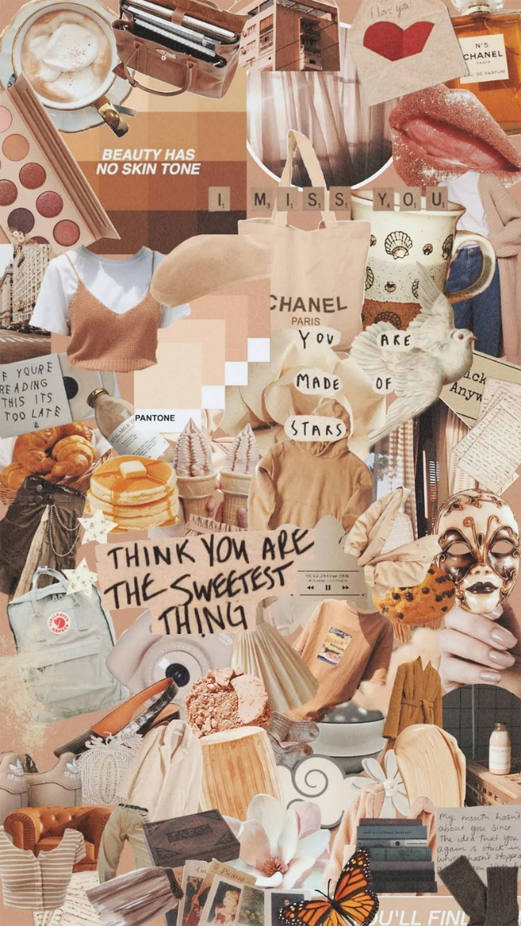 Beige Aesthetic Collage Wallpaper