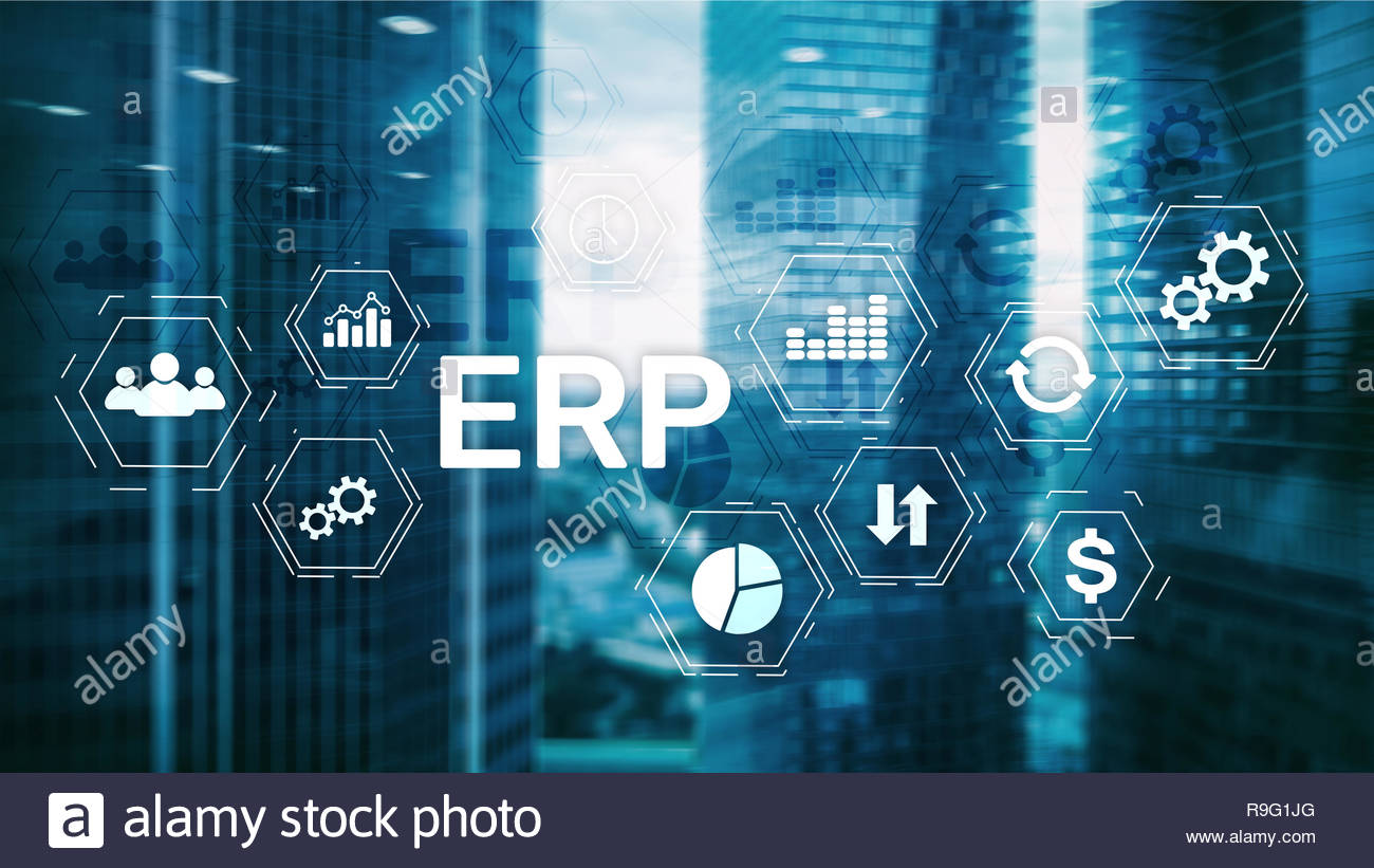 Erp System Enterprise Resource Planning On Blurred Background