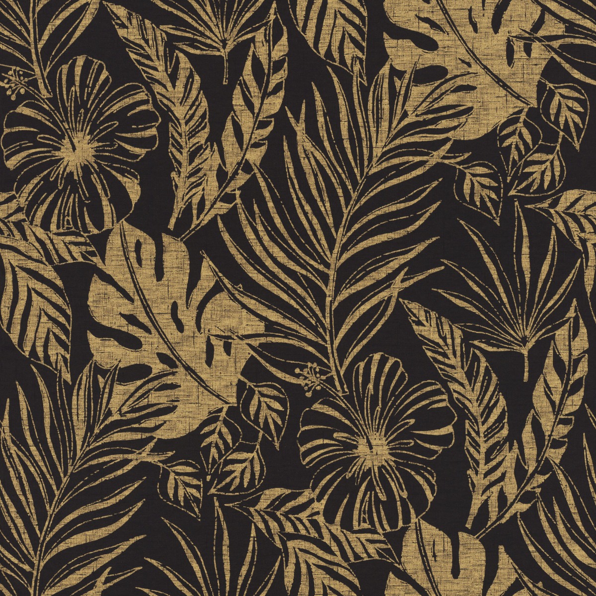 Portfolio Tropical Leaf Wallpaper Black Gold Rasch World