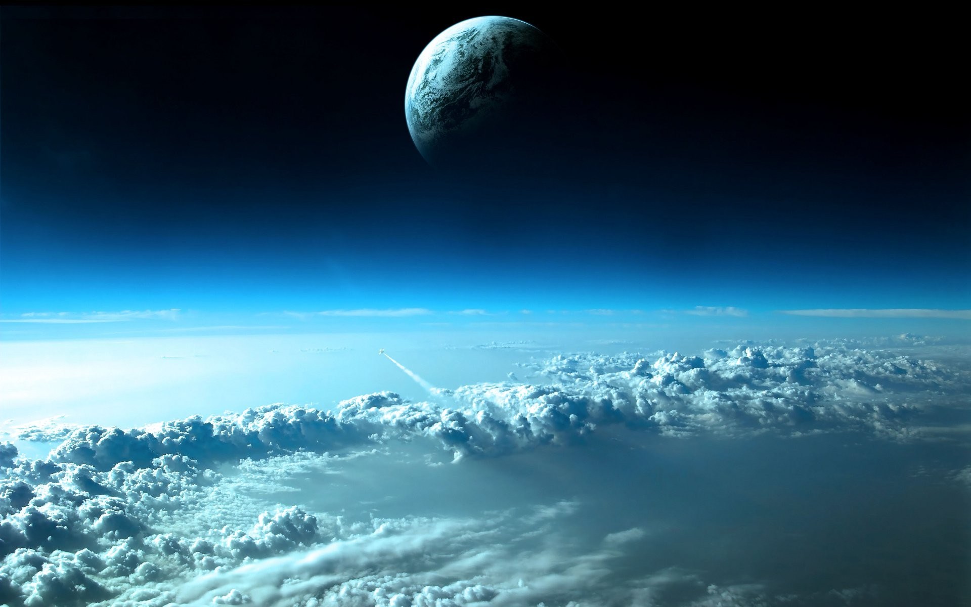 Clouds Outer Space Plas Earth Wallpaper
