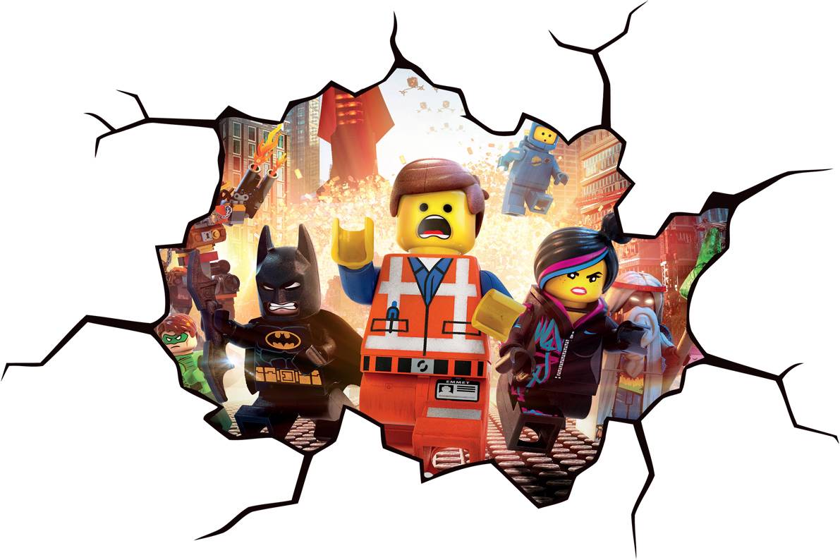 Lego Movie Cracked Wall Or Window Effect Decal Sticker Decor Art Mural