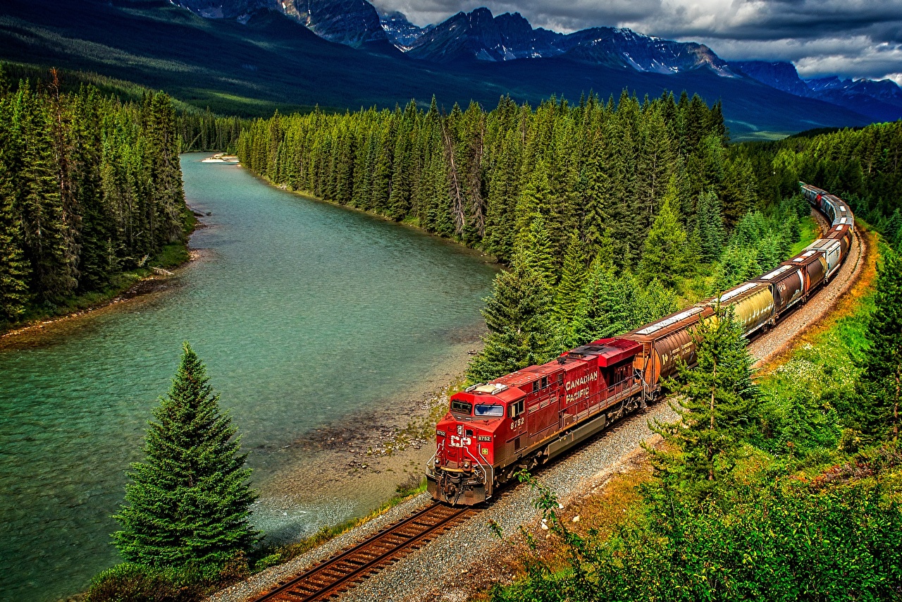 Desktop Wallpaper Banff Canada Lootive Nature Parks Trains