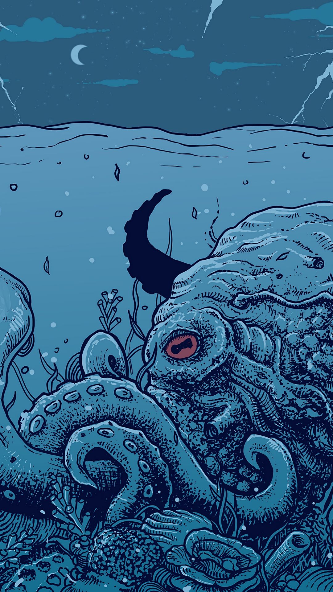 Wallpaper Octopus Underwater World Art Tentacles