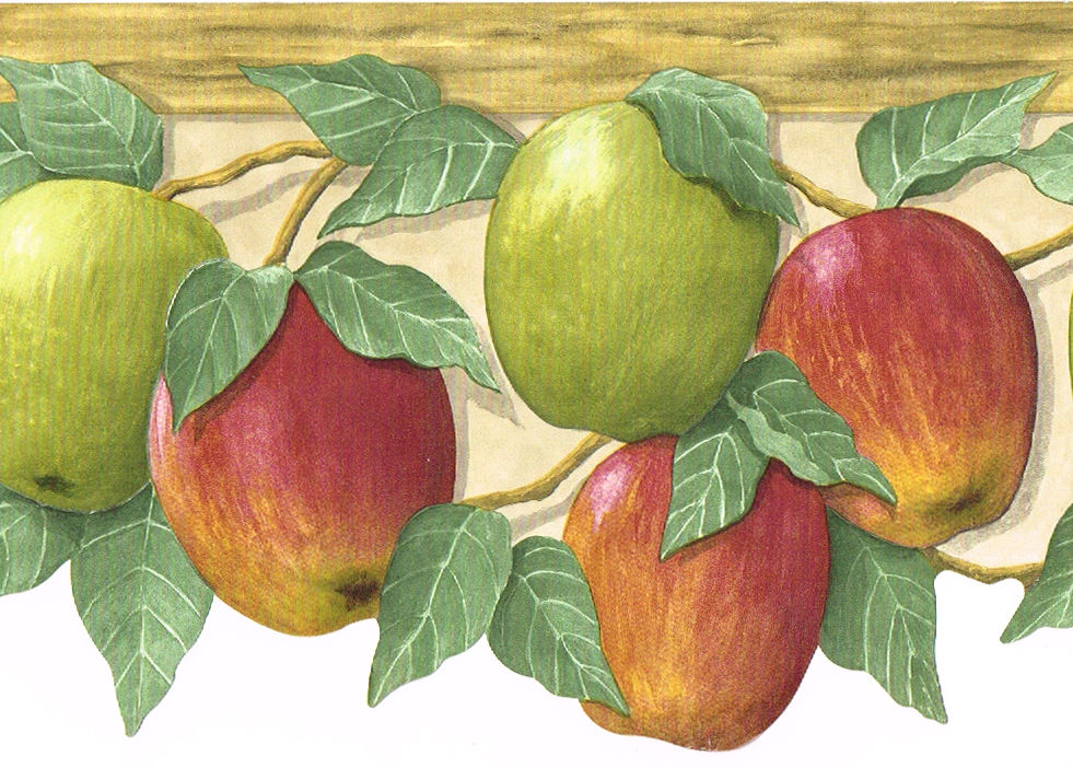 Fruit Red Green Apple Apples Die Cut Kitchen Country Wall Paper Border