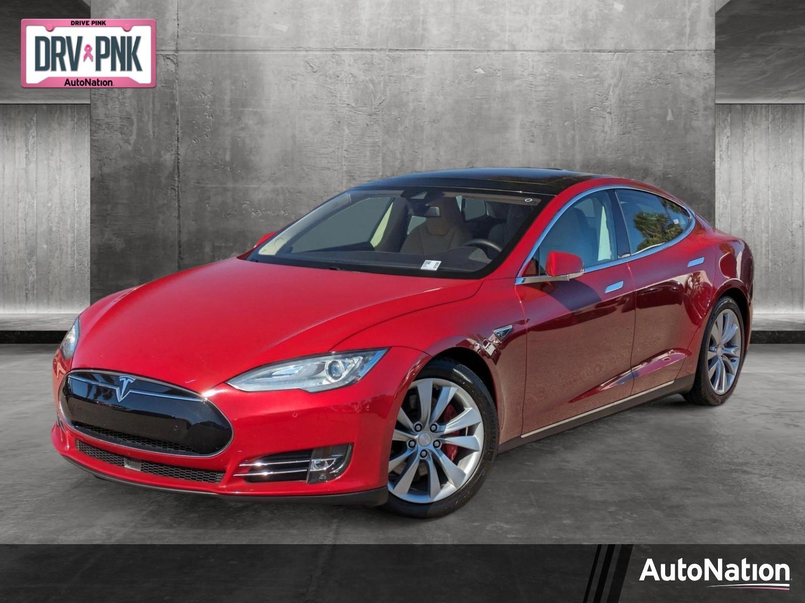 Used Red Tesla Model S 4dr Sdn Awd 90d For Sale In Miami