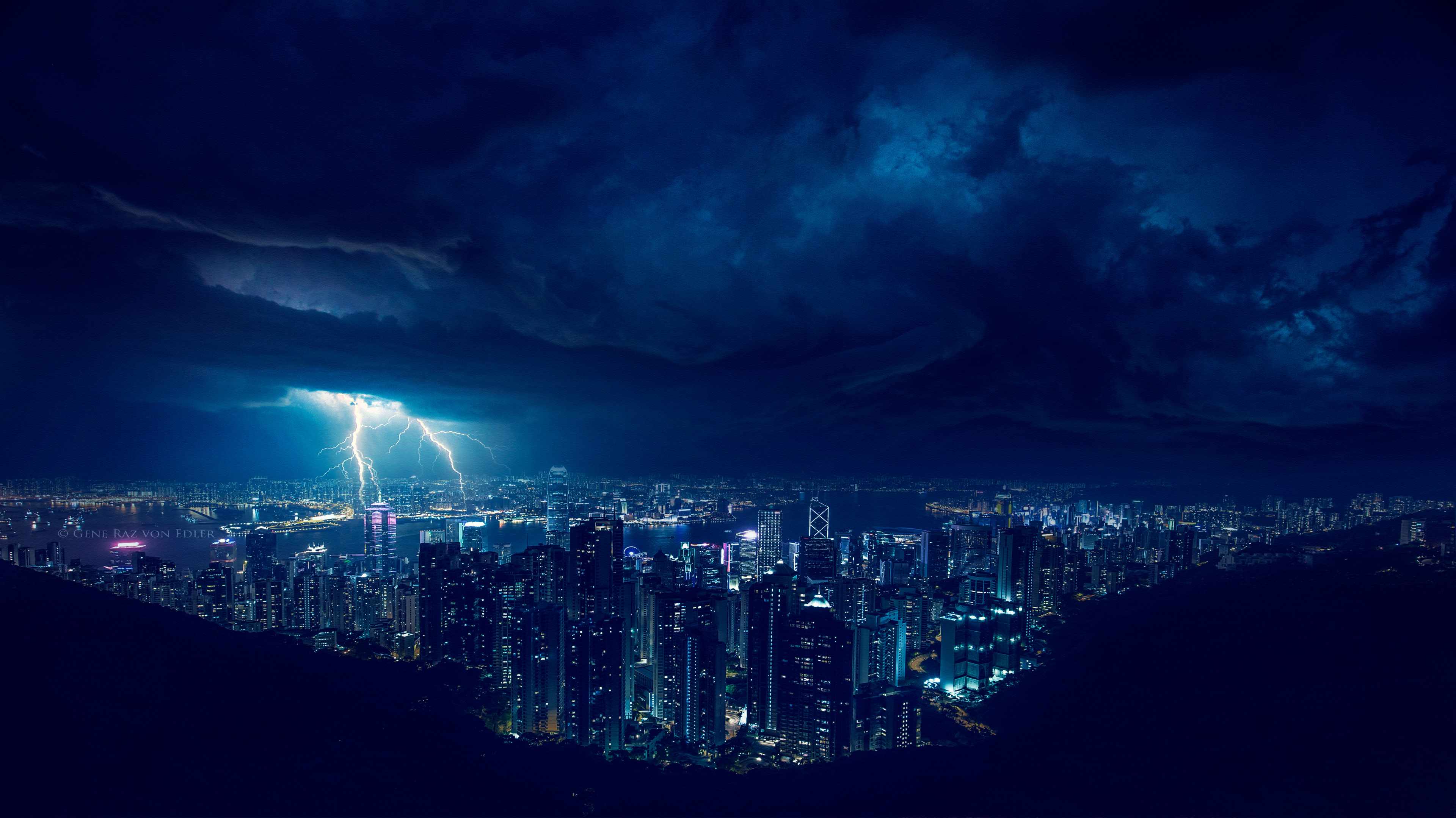 Storm Night Lightning In City 4k Wallpaper HD Photography