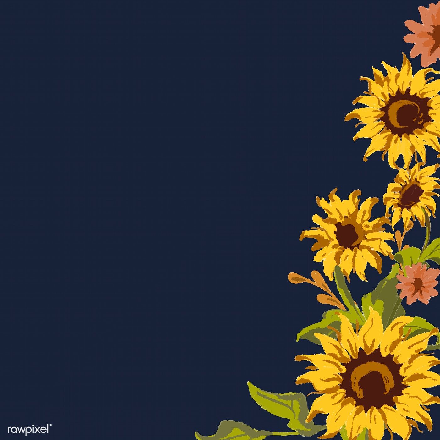 Sunflower Pattern With A Navy Blue Background Image By