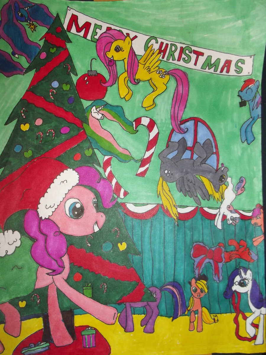 My Little Pony Fim Christmas Card By Alittlezombie