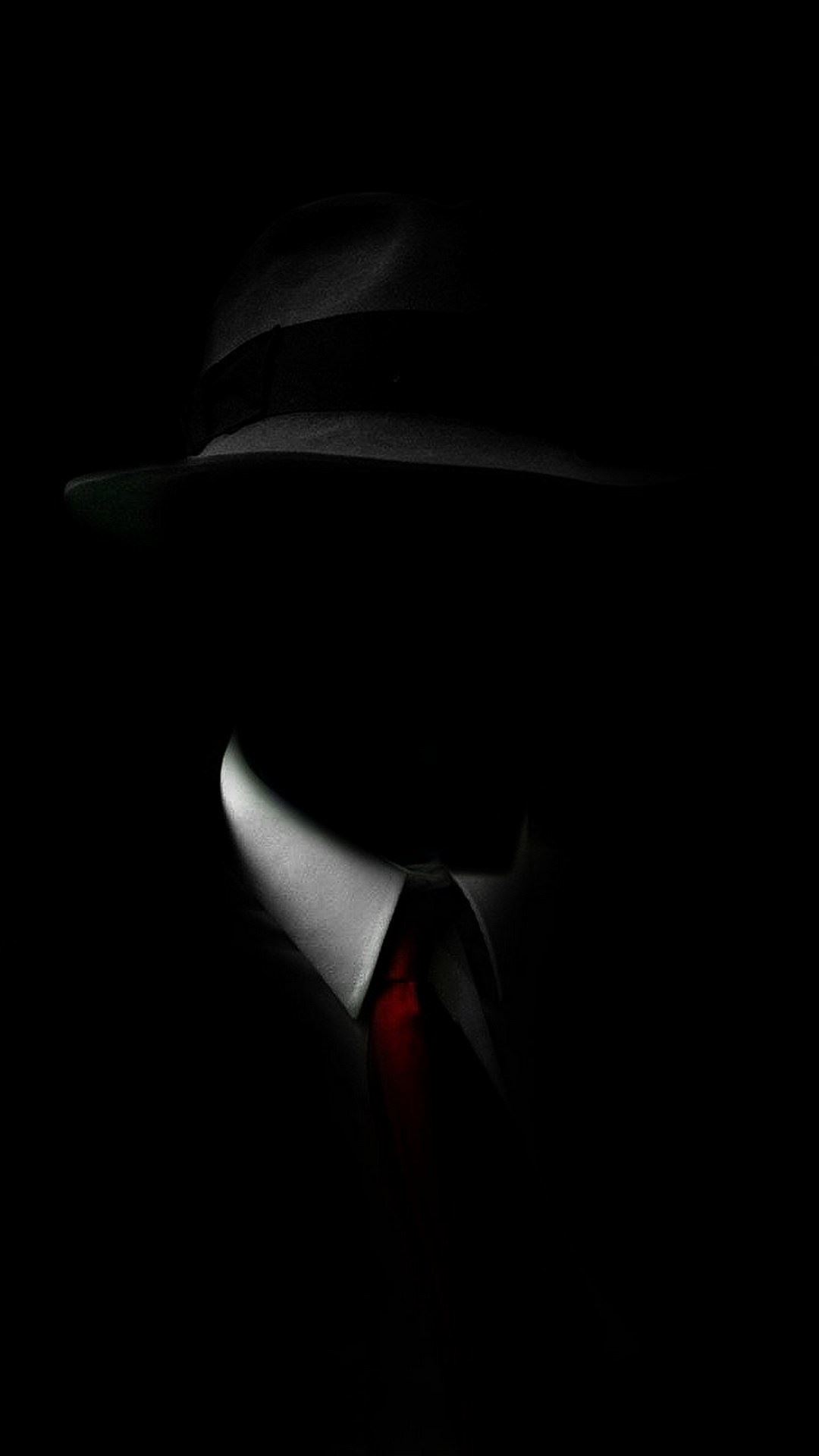 Black Suit Hat Red Tie iPhone Wallpaper
