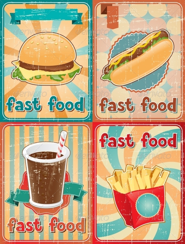 Background With Fast Food Stock Vector Objects