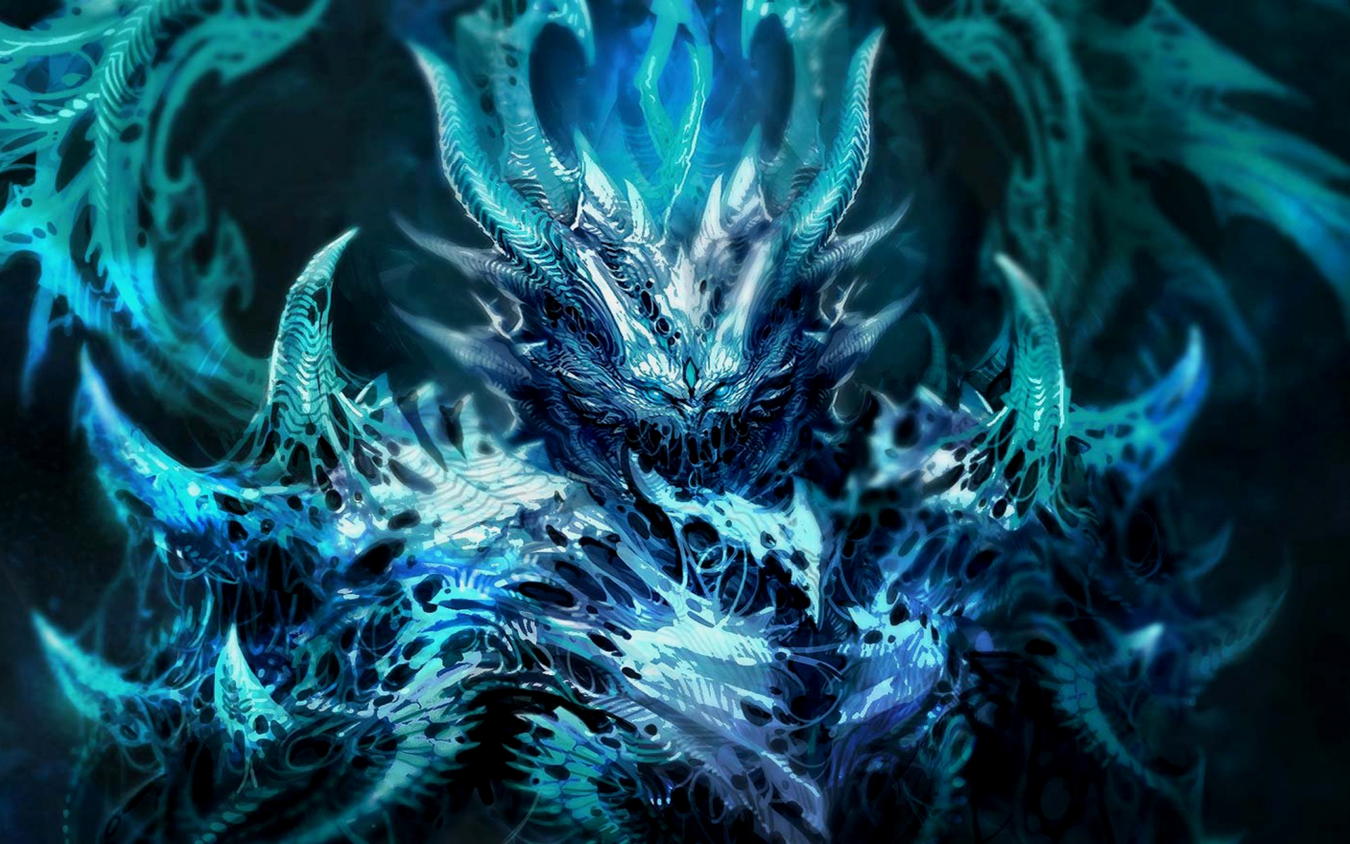 Dark Fantasy Demon Satan Angel Monster Creature 3d Magic Horns Blue